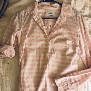 Vineyard Vines pink & white striped shirt